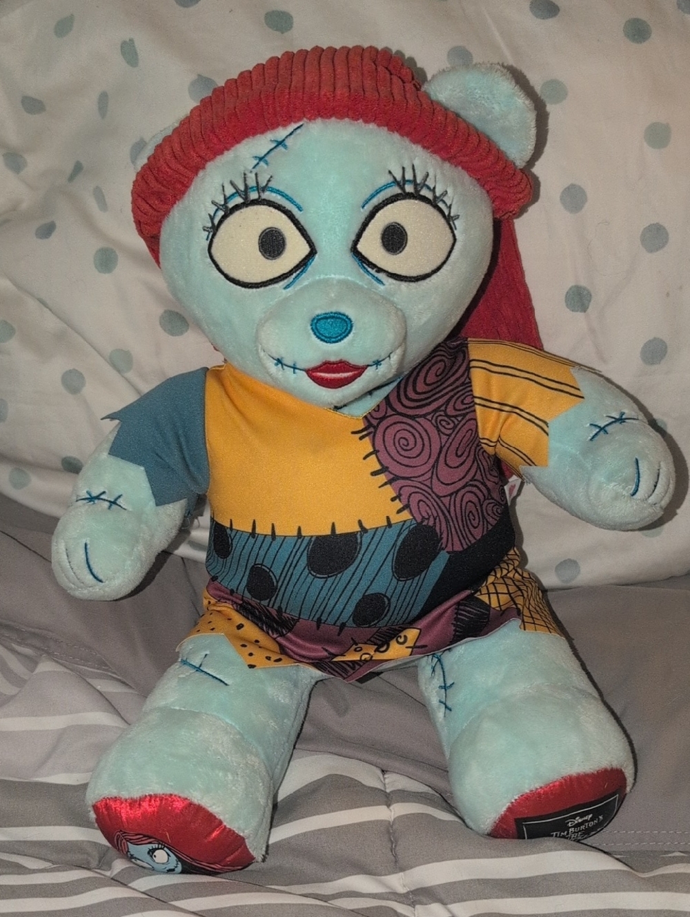 Disney Build-A-Bear Sally Patchwork Plush - Light Blue, Red, Yellow, Black